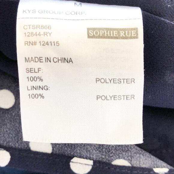 Sophie Rue Med Tank Top Spaghetti Strap Polka Dot Blue Covered Buttons Adj Strap - Picture 3 of 4